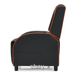 Gymax Massage Gaming Recliner Chair Leather Single Sofa for Home Theater Orange