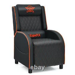 Gymax Massage Gaming Recliner Chair Leather Single Sofa for Home Theater Orange