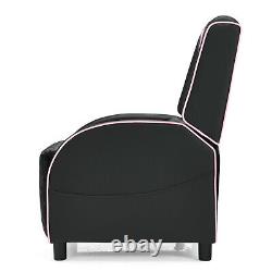 Gymax Massage Gaming Recliner Chair Leather Single Sofa for Home Theater Pink