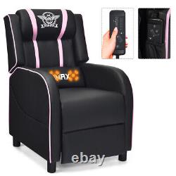 Gymax Massage Gaming Recliner Chair Racing Lounge Sofa Couch Home Theater Pink