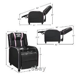 Gymax Massage Gaming Recliner Chair Racing Lounge Sofa Couch Home Theater Pink