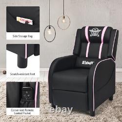 Gymax Massage Gaming Recliner Chair Racing Lounge Sofa Couch Home Theater Pink