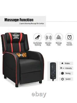 Gymax Massage Gaming Recliner Chair Racing Single Lounge Sofa Home Theater Seat