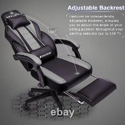 HEAVY DUTY Massage Gaming Chair With FOOT REST Adjustable Computer Swivel Seat