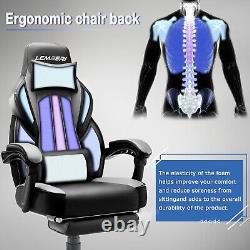 HEAVY DUTY Massage Gaming Chair With FOOT REST Adjustable Computer Swivel Seat