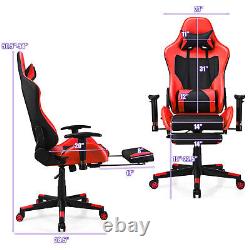 High Back Gaming Chair Massage Seat Recliner for Home& Office with Footrest Red