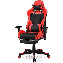 High Back Gaming Chair Massage Seat Recliner for Home& Office with Footrest Red