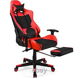 High Back Gaming Chair Massage Seat Recliner for Home& Office with Footrest Red