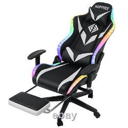 Hoffree LED Light Gaming Chair Massage Speakers bluetooth Ergonomic Office Chair