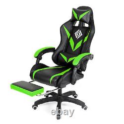 Hoffree Massage Gaming Chair withRGB LED Lights Racing Ergonomic Computer SS