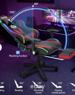 Hoffree Rocking Gaming Chair with Speakers Ergonomic Gamer Chair with Massage