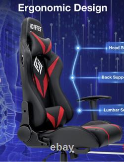 Hoffree Rocking Gaming Chair with Speakers Ergonomic Gamer Chair with Massage