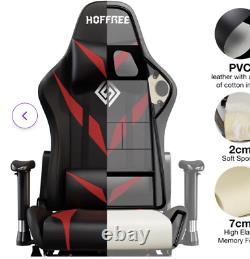 Hoffree Rocking Gaming Chair with Speakers Ergonomic Gamer Chair with Massage