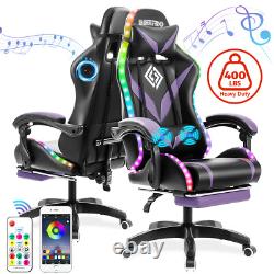 Hoffree bluetooth Speaker Gaming Chair Massage Office Chair with RGB LED HOT