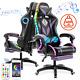 Hoffree bluetooth Speaker Gaming Chair Massage Office Chair with RGB LED HOT