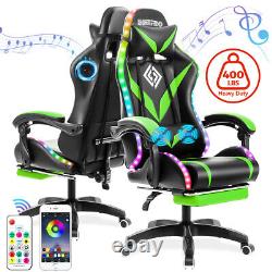 Hoffree bluetooth Speaker Gaming Chair Massage Office Chair with RGB LED HOT