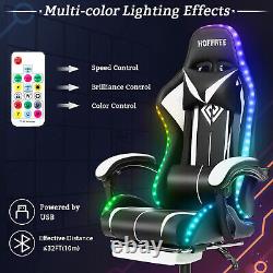 LED Executive Massage Gaming Chair Office Chairs Reclining Footrest Ergonomic US