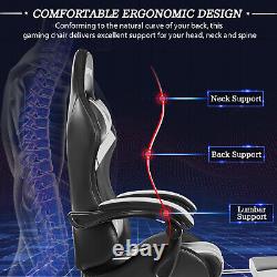 LED Executive Massage Gaming Chair Office Chairs Reclining Footrest Ergonomic US