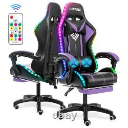 LED Executive Massage office chair Gaming Chair Reclining Swivel With Footrest Set