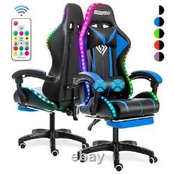 LED Executive Massage office chair Gaming Chair Reclining Swivel With Footrest Set