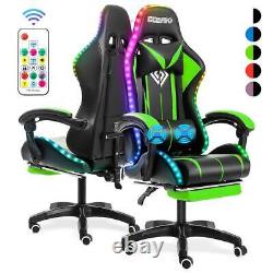 LED Executive Massage office chair Gaming Chair Reclining Swivel With Footrest Set