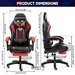 LED Executive Massage office chair Gaming Chair Reclining Swivel With Footrest Set