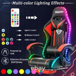 LED Executive Massage office chair Gaming Chair Reclining Swivel With Footrest Set