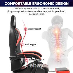 LED Executive Massage office chair Gaming Chair Reclining Swivel With Footrest Set