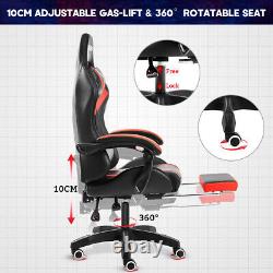 LED Executive Massage office chair Gaming Chair Reclining Swivel With Footrest Set