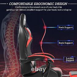 LED Lights Massage Office Chair Gaming Executive Reclining Footrest Ergonomic