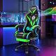 LED Massage Gaming Chair Ergonomic Executive Recliner Seat With bluetooth Speaker