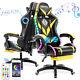 LED Massage Gaming Chair Ergonomic Executive Recliner Seat With bluetooth Speaker