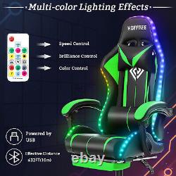 LED Massage Office Gaming Chair Reclining Office with Footrest Lumbar Support USA