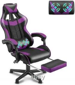 Leather Ergonomic Computer Gaming Chair with Lumbar Massage and Footrest