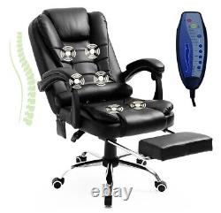 Massage Chair, Reclining Office Chair with Footrest, 280 lb Capacity, Black