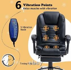 Massage Chair, Reclining Office Chair with Footrest, 280 lb Capacity, Black