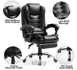 Massage Chair, Reclining Office Chair with Footrest, 280 lb Capacity, Black