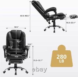 Massage Chair, Reclining Office Chair with Footrest, 280 lb Capacity, Black