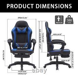 Massage Computer Gaming Chair Home Office Ergonomic Recliner Racing Chair Blue