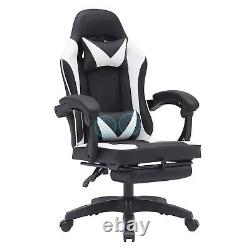 Massage Computer Gaming Chair Home Office Ergonomic Recliner Racing Chair White