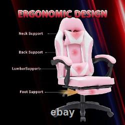 Massage Computer Gaming Chair Swivel Office Ergonomic Recliner Racing Chair Pink