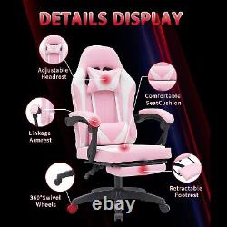 Massage Computer Gaming Chair Swivel Office Ergonomic Recliner Racing Chair Pink