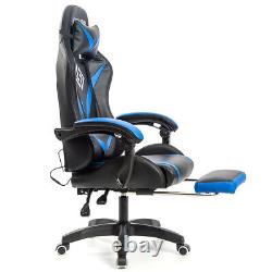 Massage Computer Gaming Chair withLED Lights Racing Ergonomic Headrest Footrest