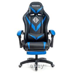 Massage Computer Gaming Chair withLED Lights Racing Ergonomic Headrest Footrest