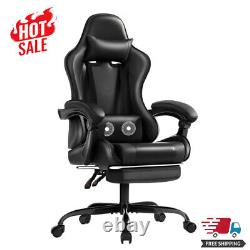 Massage Ergonomic Computer Gaming Chair Adjustable With Footrest Lumbar Support