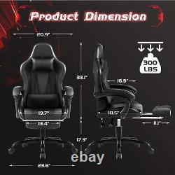 Massage Ergonomic Computer Gaming Chair Adjustable With Footrest Lumbar Support