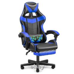 Massage Gaming Chair Adjustable Ergonomic Support, Blue, for Adults & Kids