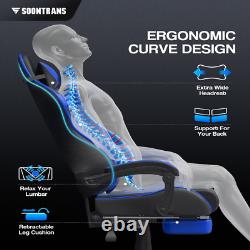 Massage Gaming Chair Adjustable Ergonomic Support, Blue, for Adults & Kids