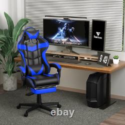 Massage Gaming Chair Adjustable Ergonomic Support, Blue, for Adults & Kids