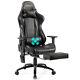 Massage Gaming Chair Adjustable Reclining Racing Chair withHeadrest&Footrest Black